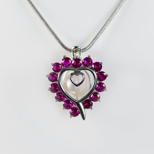 Sterling Silver Heart With Pink CZ Accent Pendant