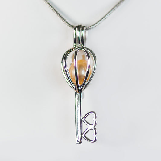 Sterling Silver Key Cage Pendant