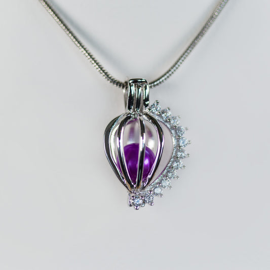 Sterling Silver Bulb with CZ Cage Pendant