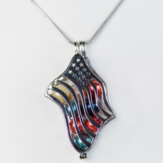 Sterling Silver American Flag Cage Pendant