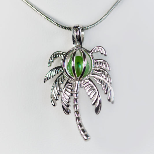 Sterling Silver Palm Tree Cage Pendant